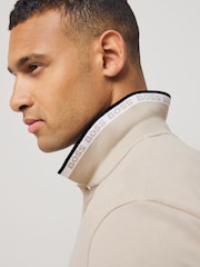 BOSS Cream Regular Fit Paddy Tipped Collar Polo Shirt - Image 4 of 5