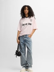 HUGO Blue All-Over Logo Print Straight Leg 100% Cotton Denim Jeans - Image 2 of 5
