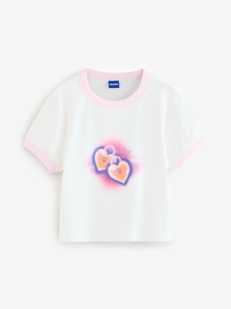 HUGO Baby Lipstick Graphic Ringer Cropped 100% Cotton T-Shirt - صورة 4 من 4
