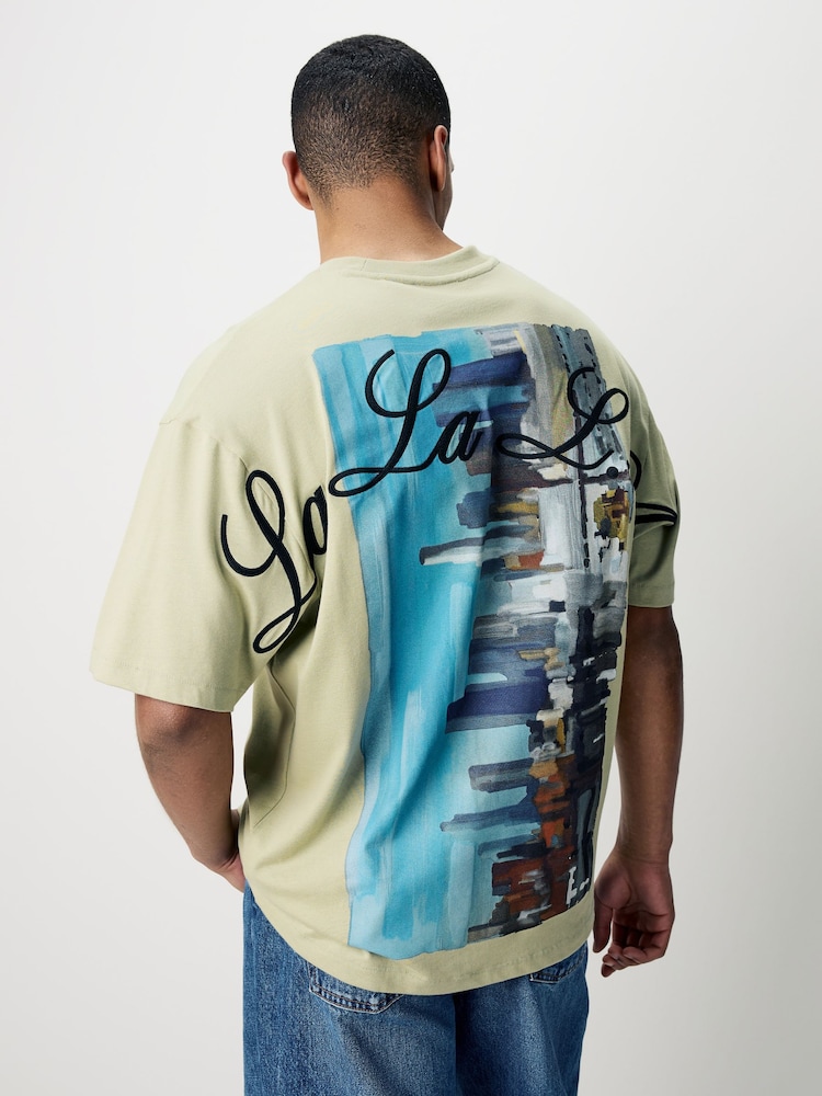 HUGO 100% Cotton Palm Tree Back Graphic T-Shirt - Imagen 2 de 5