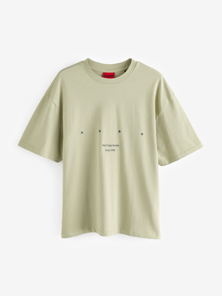 HUGO 100% Cotton Palm Tree Back Graphic T-Shirt - Imagen 5 de 5