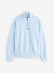 HUGO Blue Logo 1/4 Zip 100% Cotton Sweat Top - Image 1 of 1