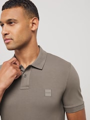 BOSS Brown Passenger Slim-Fit Box Logo Polo Shirt - Image 2 of 4