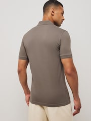 BOSS Brown Passenger Slim-Fit Box Logo Polo Shirt - Image 3 of 4