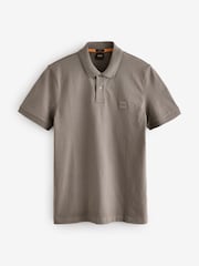 BOSS Brown Passenger Slim-Fit Box Logo Polo Shirt - Image 4 of 4