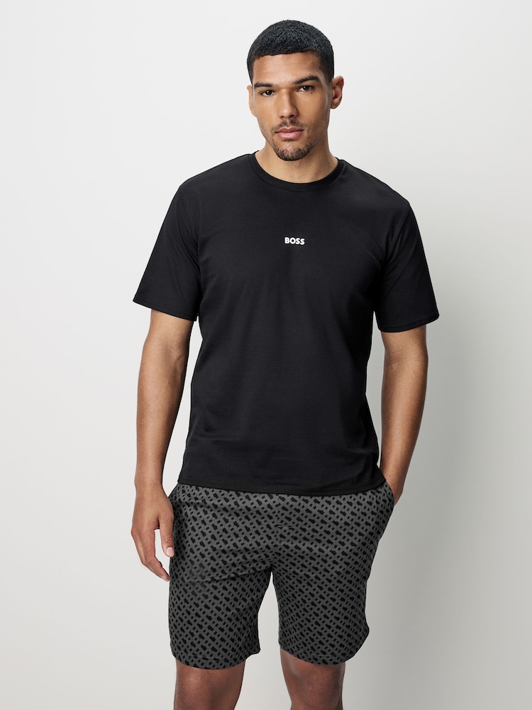 BOSS Black Relaxed-Fit 100% Cotton T-Shirt And Shorts Set - Image 1 of 7
