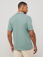 BOSS Grey Chrome Regular Fit Paddy Tipped Collar 100% Cotton Polo Shirt - Image 2 of 5