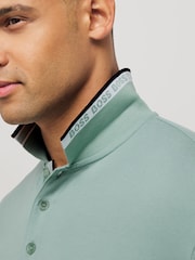 BOSS Grey Chrome Regular Fit Paddy Tipped Collar 100% Cotton Polo Shirt - Image 4 of 5