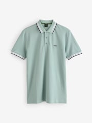 BOSS Grey Chrome Regular Fit Paddy Tipped Collar 100% Cotton Polo Shirt - Image 5 of 5
