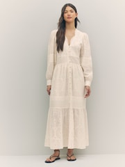 BOSS White 100% Cotton Crochet Maxi Dress - Image 1 of 1