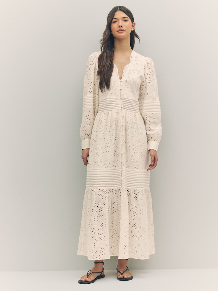 BOSS White 100% Cotton Crochet Maxi Dress - Image 1 of 1