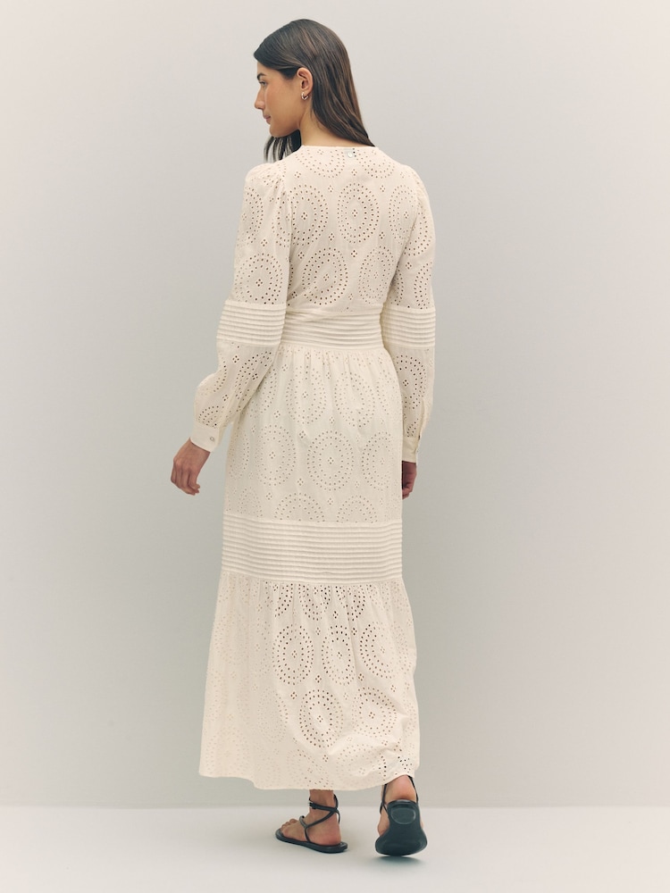 BOSS White 100% Cotton Crochet Maxi Dress - Image 3 of 9