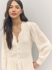 BOSS White 100% Cotton Crochet Maxi Dress - Image 4 of 9
