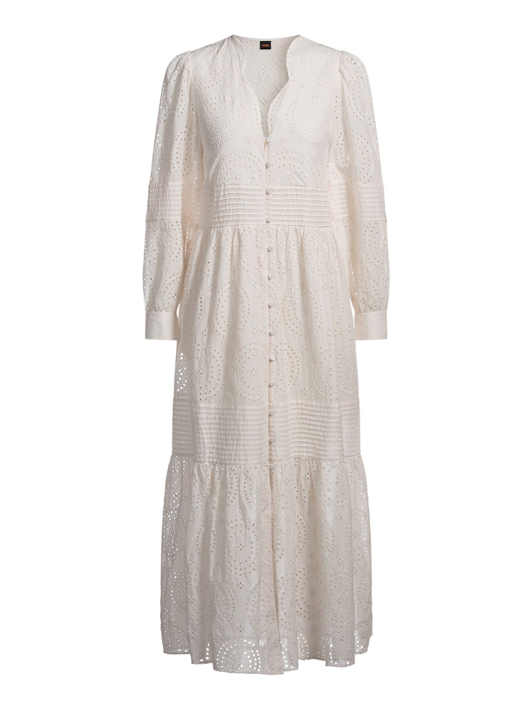 BOSS White 100% Cotton Crochet Maxi Dress - Image 7 of 9