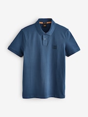 BOSS Blue Passenger Slim-Fit Box Logo Polo Shirt - Image 4 of 6