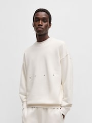 HUGO Natural 100% Cotton Palm Tree Back Graphic Sweat Top - Image 1 of 6