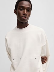 HUGO Natural 100% Cotton Palm Tree Back Graphic Sweat Top - Image 4 of 6