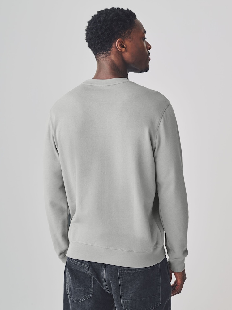 BOSS Grey Box Logo Relaxed-Fit 100% Cotton Sweatshirt - Image 2 of 4