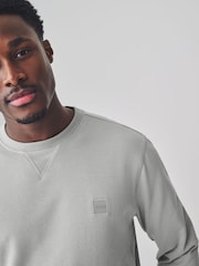 BOSS Grey Box Logo Relaxed-Fit 100% Cotton Sweatshirt - Image 3 of 4