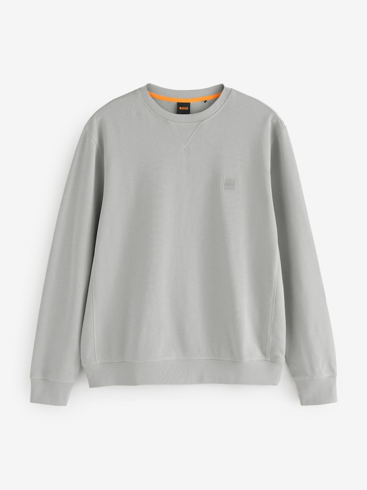 BOSS Light Grey Westart Crew Neck Logo Sweat Top Jumper - Image 4 of 4 BOSS Light Grey Westart Crew Neck Logo Sweat Top Jumper - Image 4 of 4