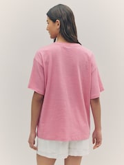 BOSS Pink Oversize 100% Cotton Cocktail Glass Graphic T-Shirt - Image 2 of 4