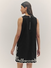BOSS Black 100% Cotton A Line Embroidered Detail Mini Dress - Image 3 of 6