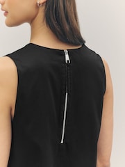 BOSS Black 100% Cotton A Line Embroidered Detail Mini Dress - Image 4 of 6