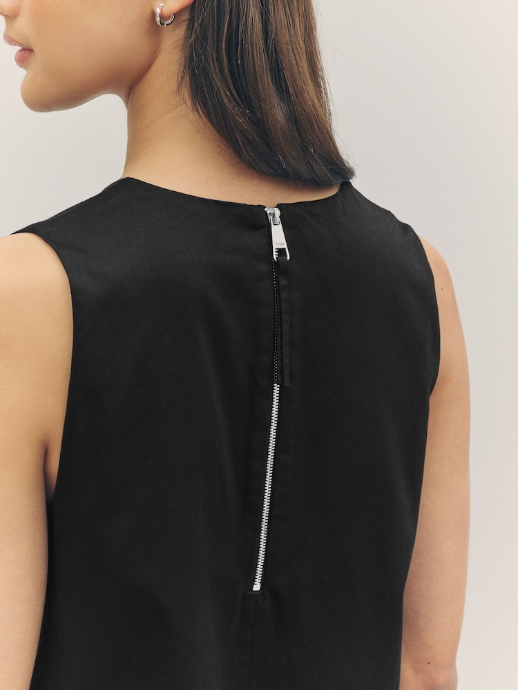 BOSS Black 100% Cotton A Line Embroidered Detail Mini Dress - Image 4 of 6