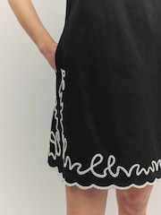 BOSS Black 100% Cotton A Line Embroidered Detail Mini Dress - Image 5 of 6