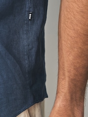 BOSS Light Blue Slim Fit Roan 100% Linen Shirt - Image 4 of 5