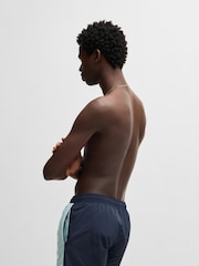 HUGO Blue Colourblock Swim Shorts - Image 2 of 7
