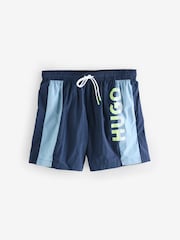 HUGO Blue Colourblock Swim Shorts - Image 4 of 7
