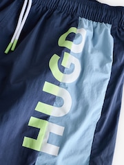 HUGO Blue Colourblock Swim Shorts - Image 7 of 7