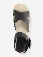 BOSS Black Platform Raffia Leather Strap Sandals - Image 3 of 7