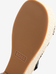 BOSS Black Platform Raffia Leather Strap Sandals - Image 4 of 7