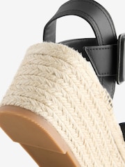 BOSS Black Platform Raffia Leather Strap Sandals - Image 5 of 7