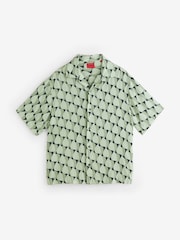 HUGO Green Printed Resort Shirt - Image 4 of 4