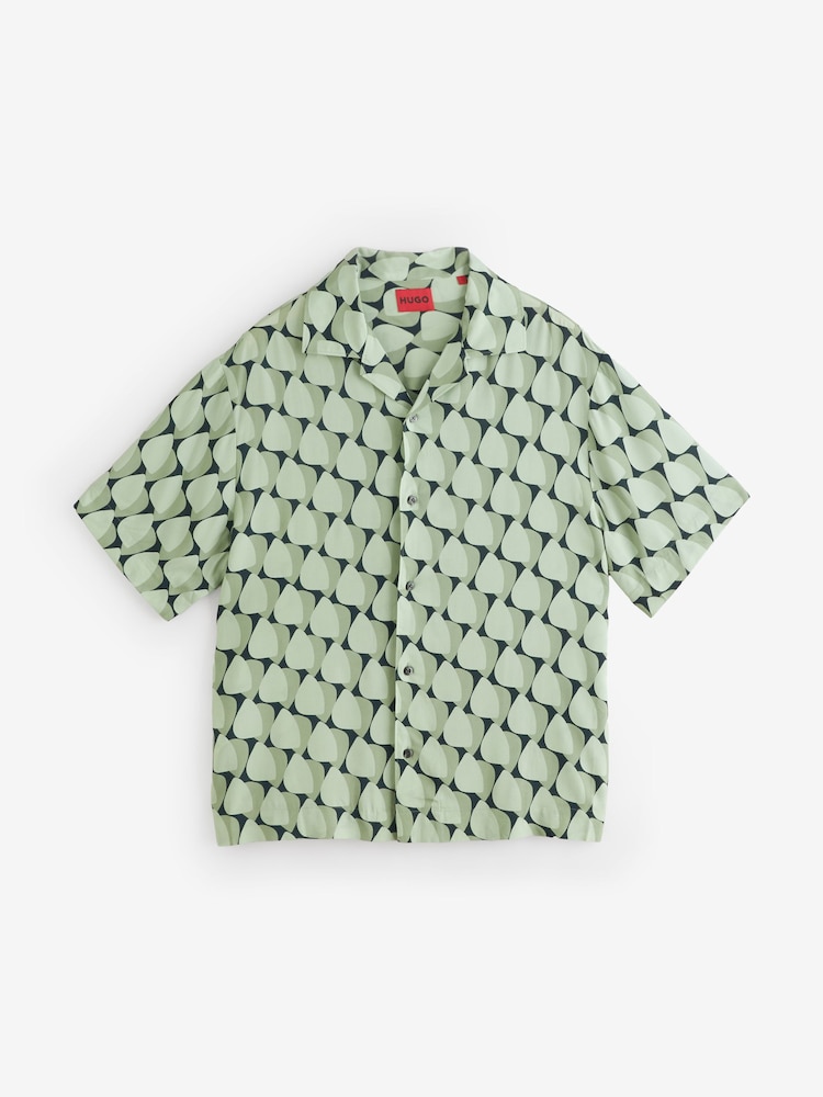 HUGO Green Printed Resort Shirt - Image 4 of 4