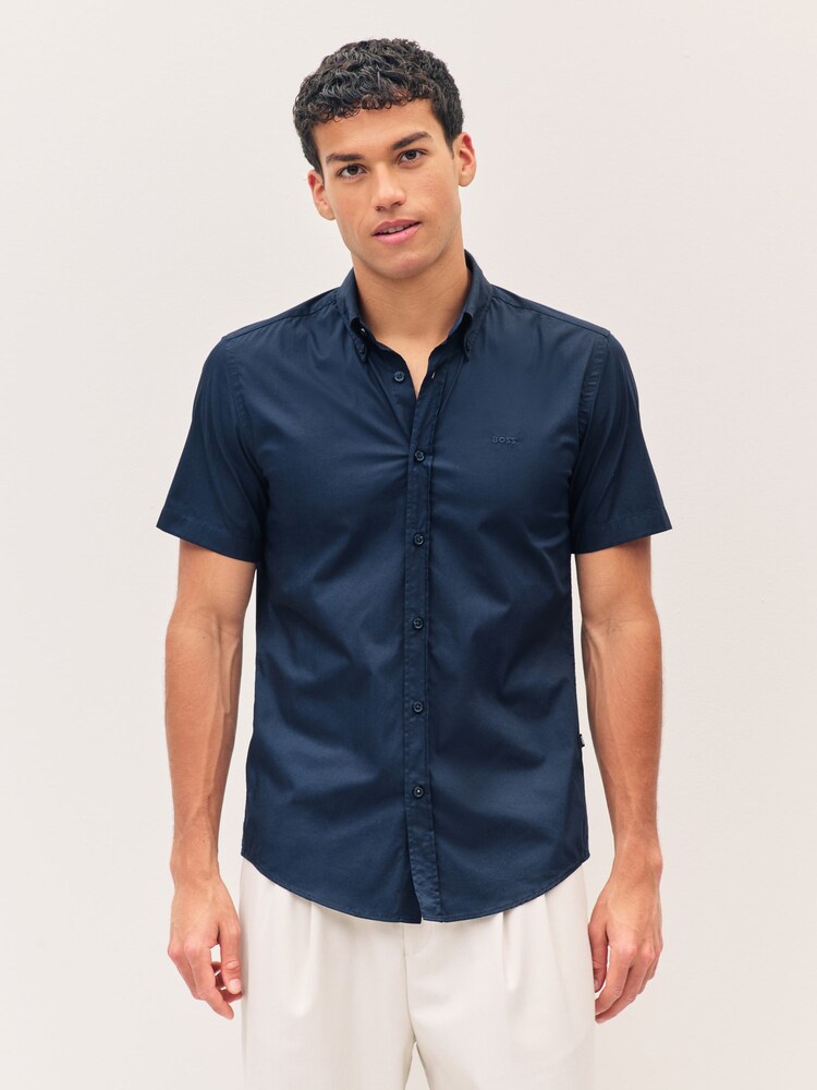 BOSS Navy Blue Slim Fit Roan Shirt - Image 1 of 1