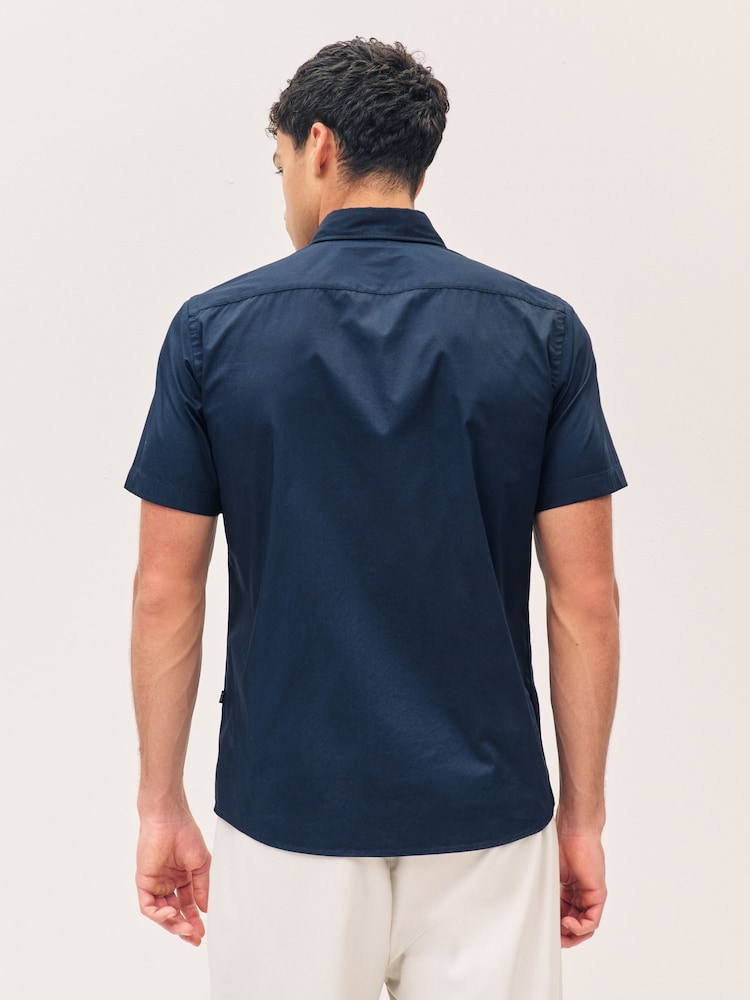 BOSS Navy Blue Slim Fit Roan Shirt - Image 2 of 6