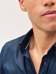 BOSS Navy Blue Slim Fit Roan Shirt - Image 4 of 6