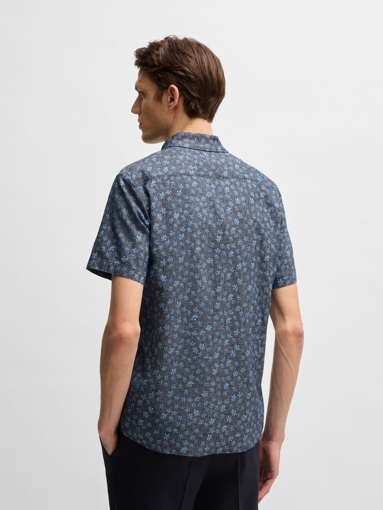 BOSS Blue Roan Slim-Fit Shirt - Image 2 of 6
