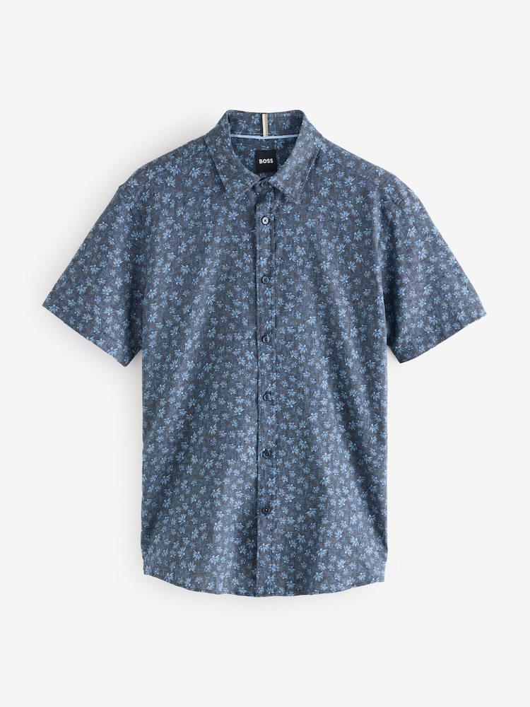 BOSS Blue Roan Slim-Fit Shirt - Image 6 of 6