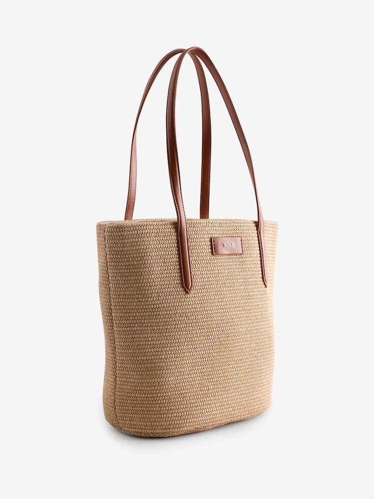 BOSS Natural Raffia Tote Bag - Image 3 of 8