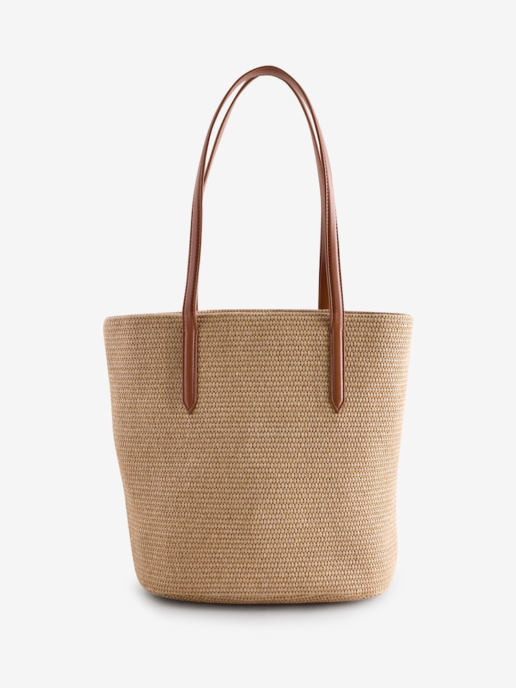 BOSS Natural Raffia Tote Bag - Image 4 of 8