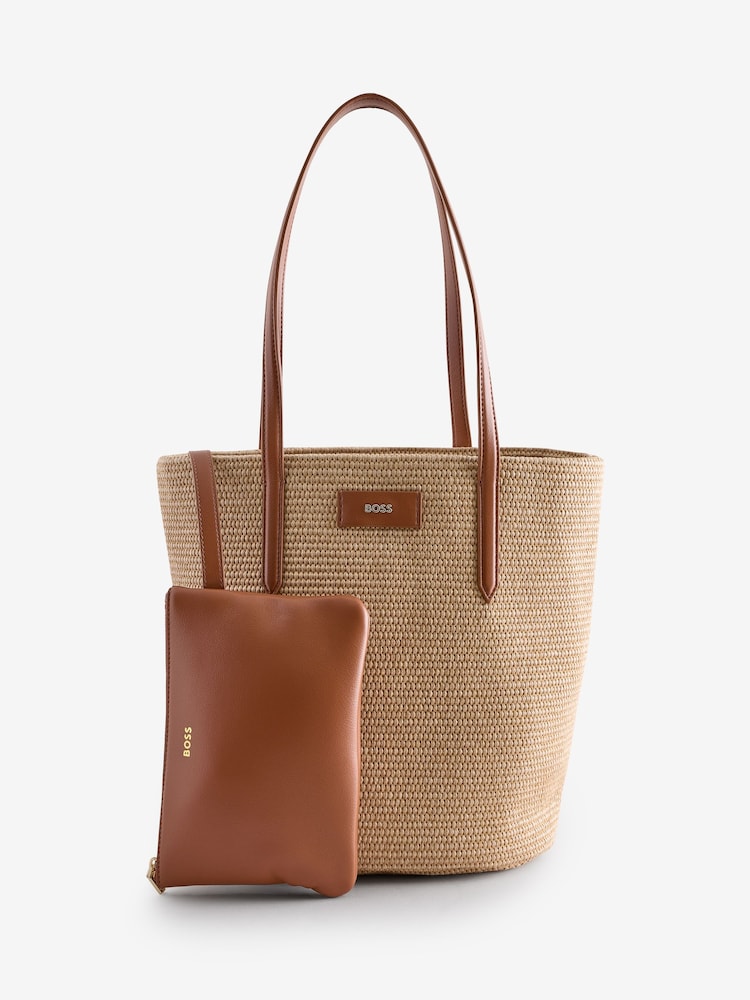 BOSS Natural Raffia Tote Bag - Image 5 of 8