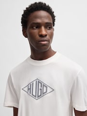 HUGO White Diamond 100% Cotton Logo T-Shirt - Image 4 of 5
