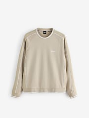 BOSS Cream Panel Detail Logo Sweatshirt - Image 1 of 1