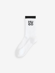 HUGO White Logo Crew Socks 3 Pack - Image 3 of 3