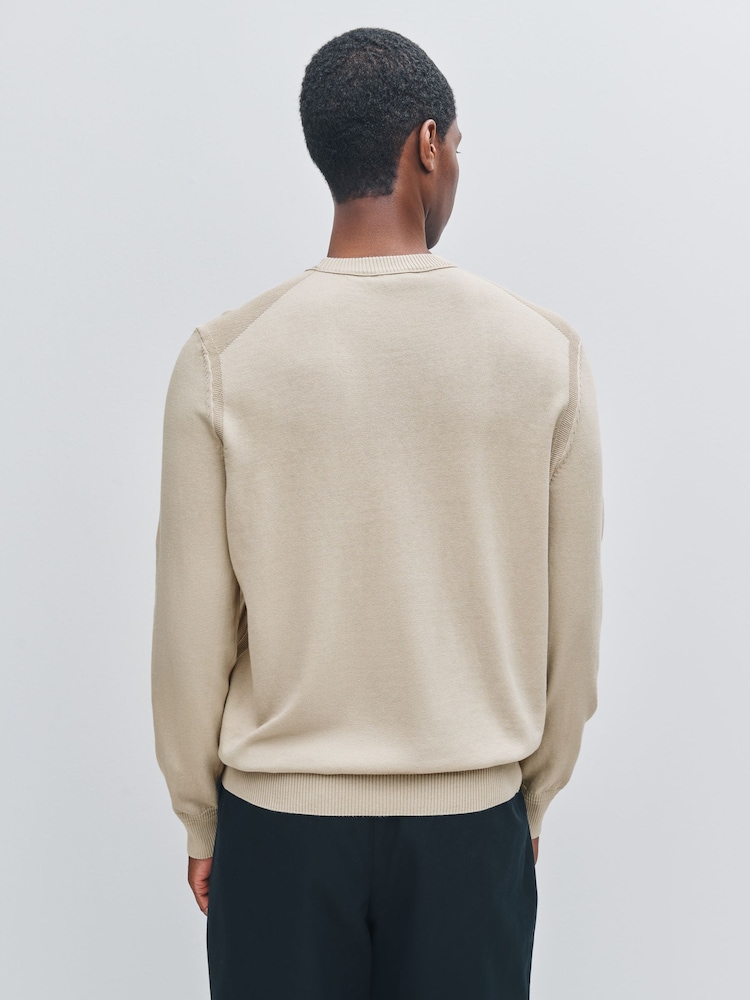 BOSS Cream Asac Regular-Fit Logo Jumper - Image 2 of 4